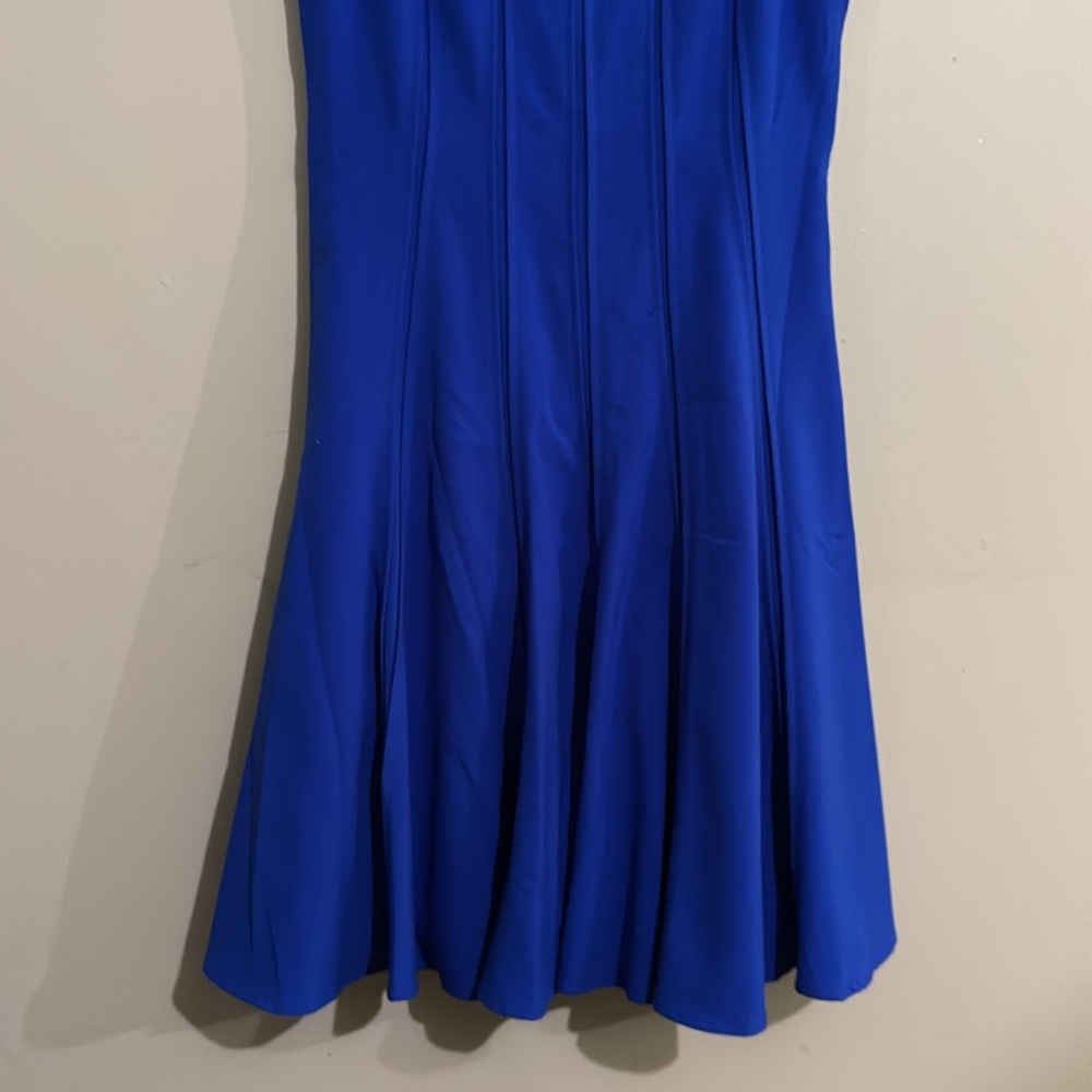 Ellen Tracy Dress Women's Royal Blue Slimming Flare Pleats Sleeveless Lined Sz 8 - Picture 8 of 11